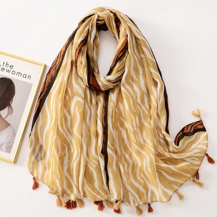 Sciarpa sottile con nappe floreali a farfalla da donna