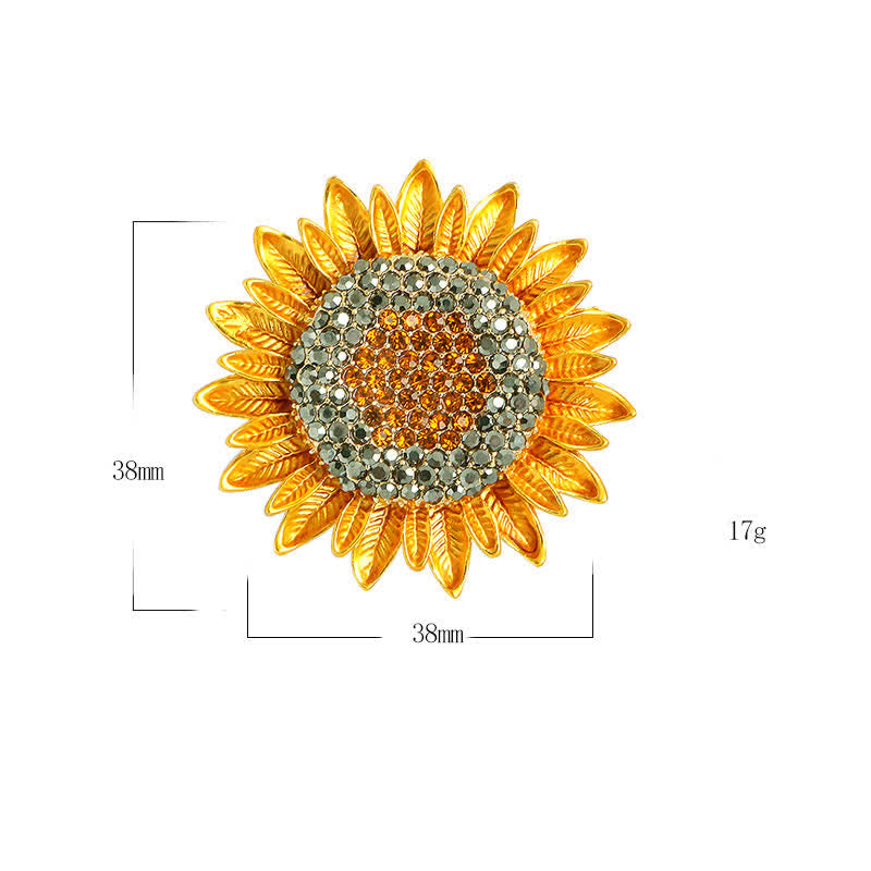 Spilla da donna con strass e girasole giallo