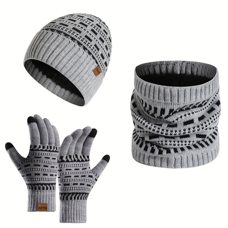 Set di 3 cappelli, sciarpe e guanti a doppio strato in maglia - image 3