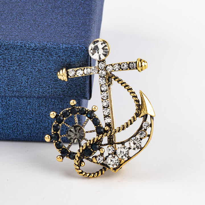 Spilla con ancora della Marina Militare da uomo Helmsman - Oro antico - image 6