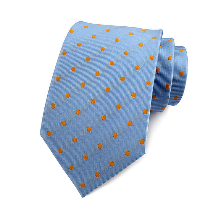 Cravatta a pois da uomo - Piccoli punti - Azzurro e Arancione - image 7