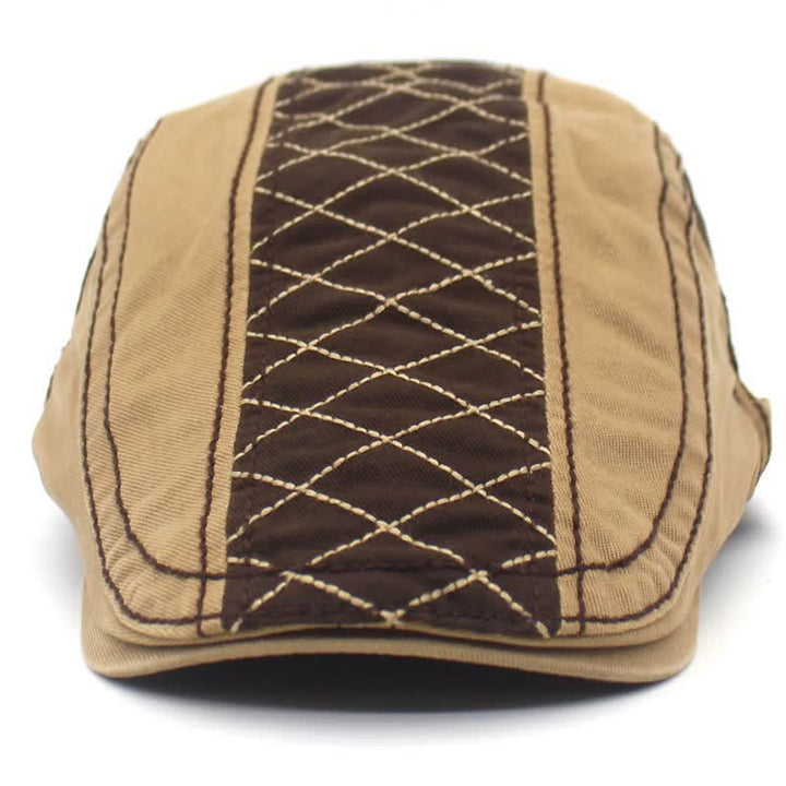 Berretto con ricamo vintage a quadri patchwork