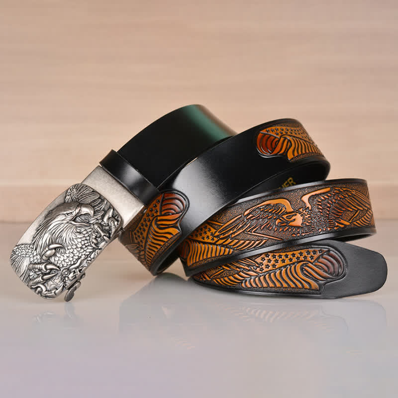 Cintura in pelle con chiusura automatica Mighty Eagle Sharp Claw da uomo