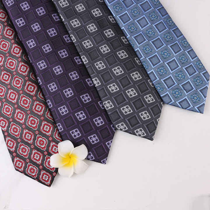 Cravatta da uomo con motivi floreali geometrici vintage