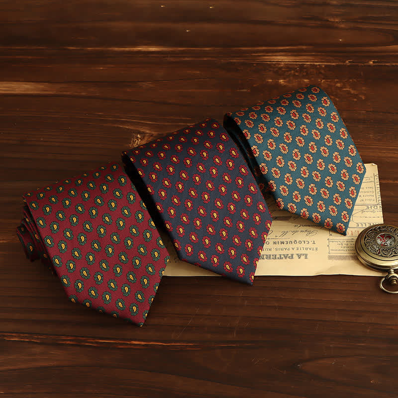 Cravatta da uomo con motivo floreale micro paisley