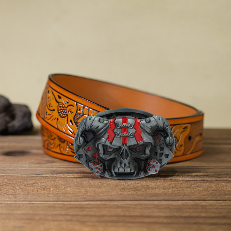Cintura in pelle con fibbia Joker Clown Skull fai da te da uomo