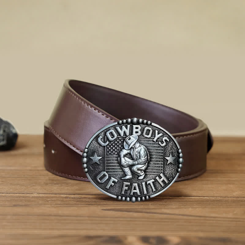 Cintura in pelle con fibbia "Cowboys Of Faith" fai da te da uomo