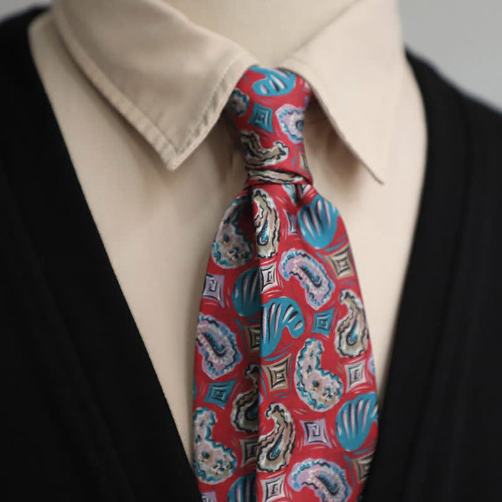 Cravatta da uomo con stampe Paisley rosa e blu