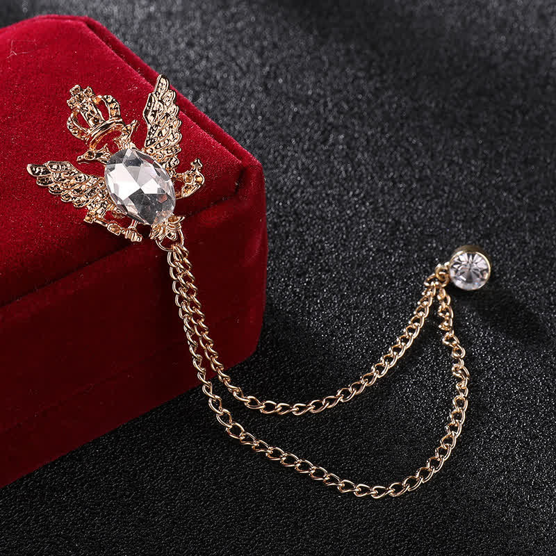 Spilla a catena con corona di re aquila da uomo