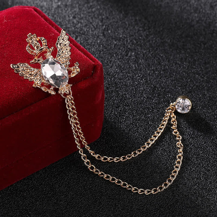 Spilla a catena con corona di re aquila da uomo