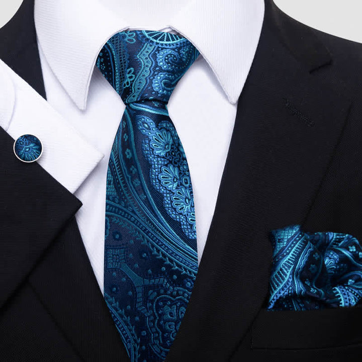 Set di 3 cravatte da uomo con motivo paisley verde acqua