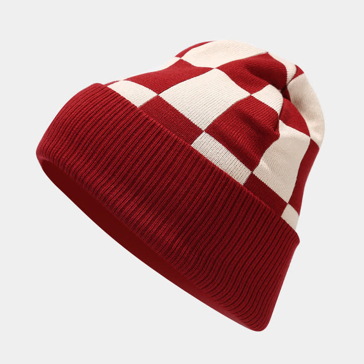 Set di 3 cappelli, sciarpe e guanti a quadri a scacchi unisex