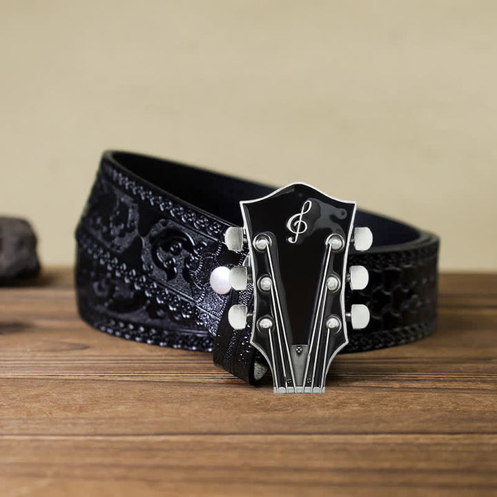 Cintura in pelle con fibbia per paletta di chitarra musicale fai da te da uomo