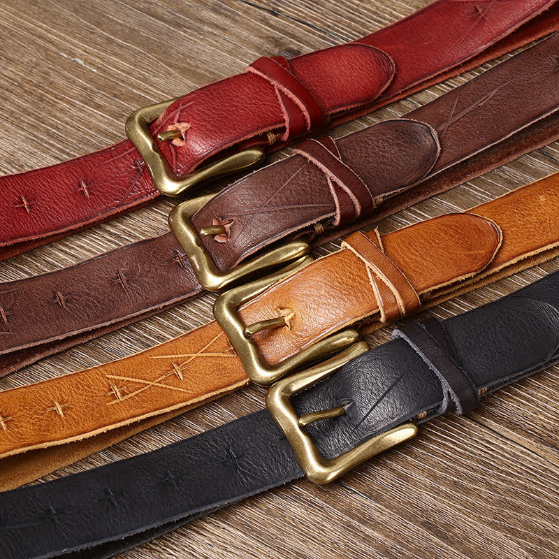 Cintura in pelle vintage da uomo con intaglio crack