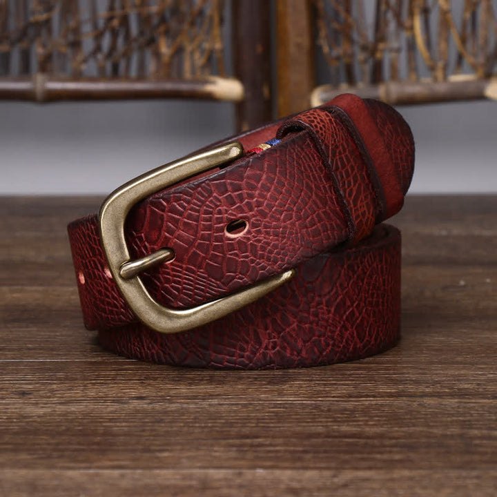 Cintura da uomo in pelle di serpente con grana Serpentine