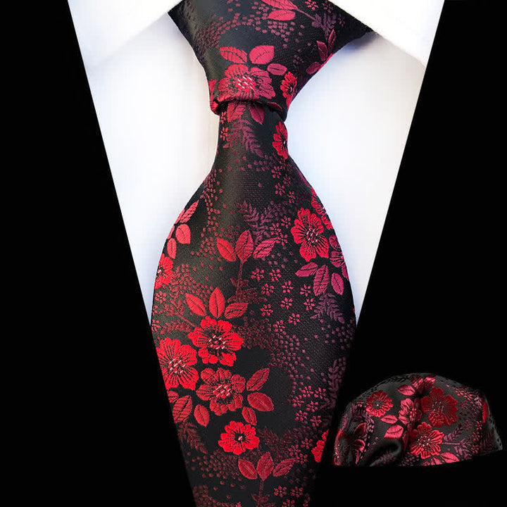 Set di 2 cravatte floreali con fiori di prugna da uomo