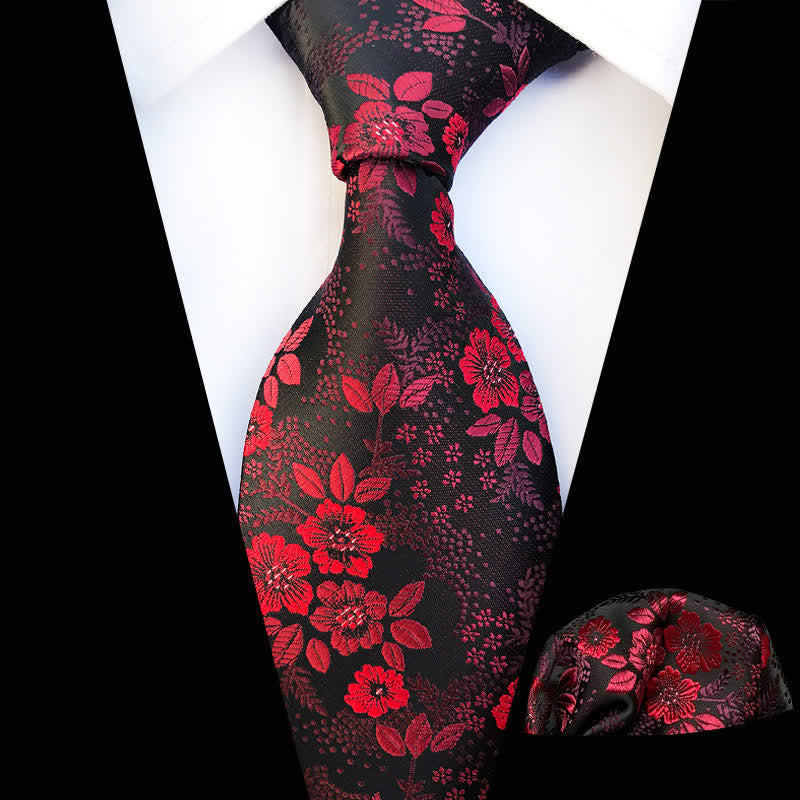 Set di 2 cravatte floreali con fiori di prugna da uomo