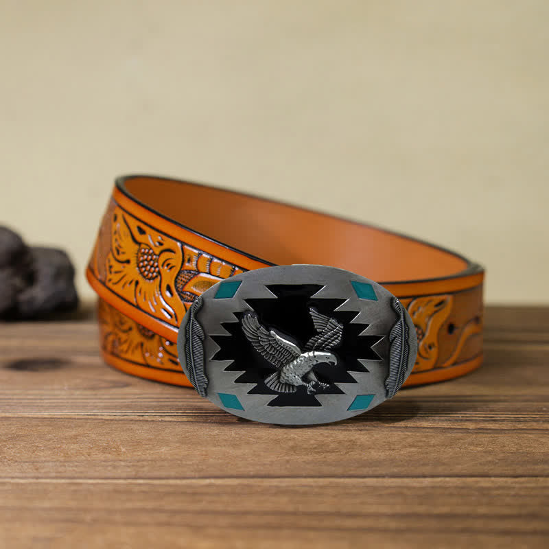 Cintura in pelle fai da te con fibbia Western Flying Eagle da uomo