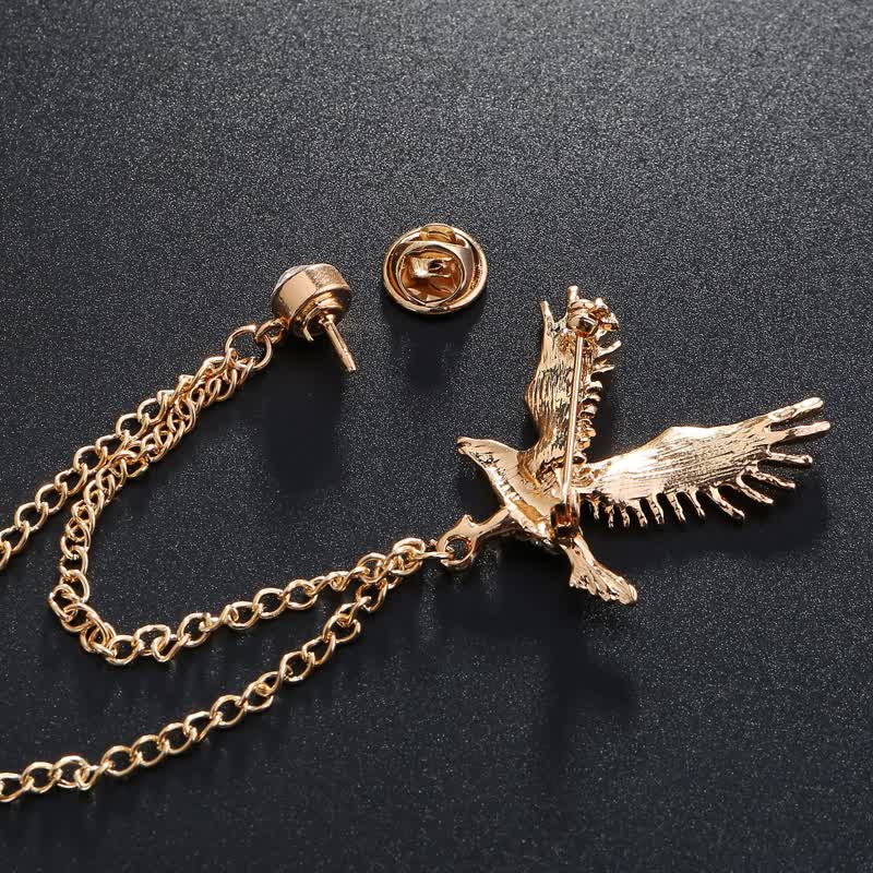 Spilla da uomo con aquila in volo e strass