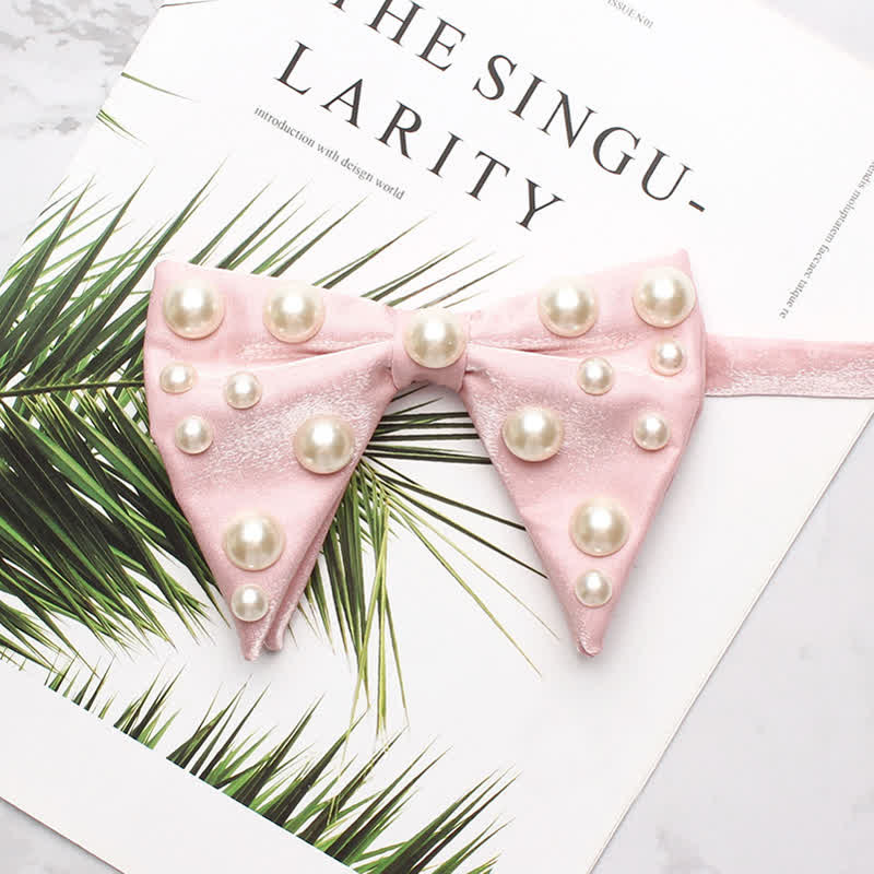 Papillon a punta oversize luminoso con perle - Rosa - image 8