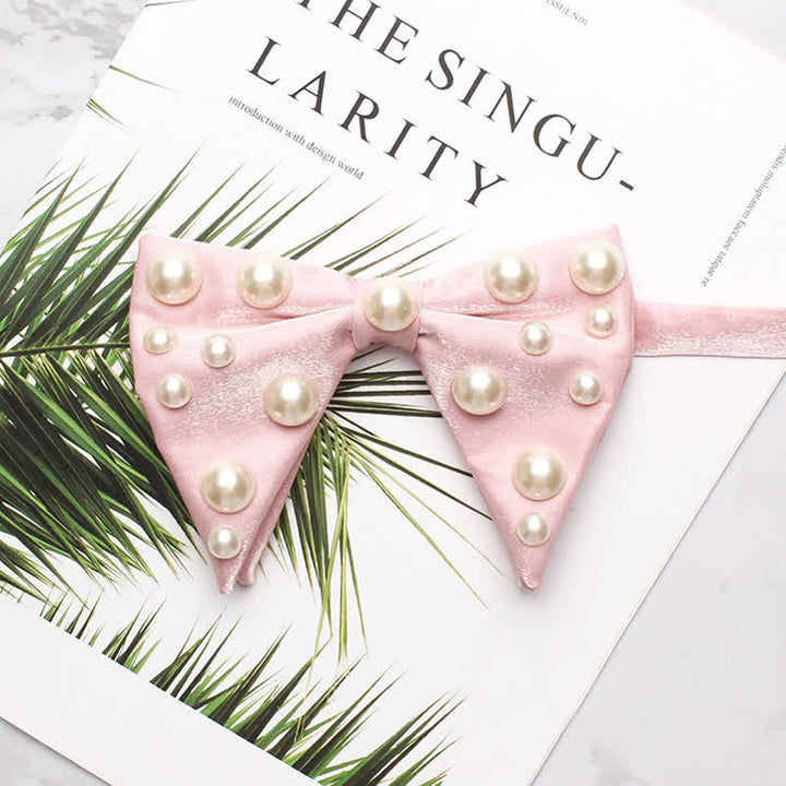Papillon a punta oversize luminoso con perle - Rosa - image 8