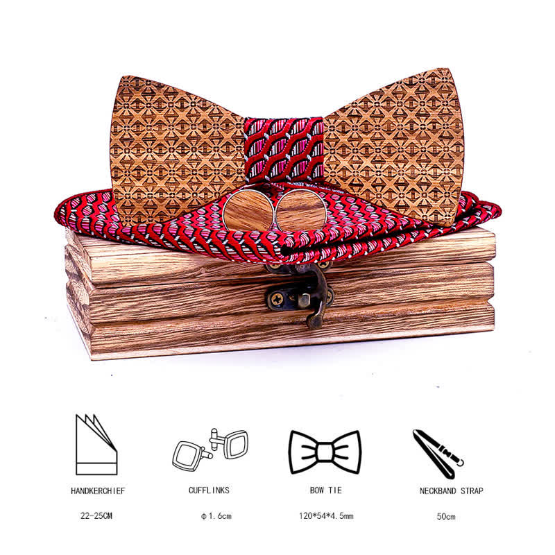 Set di 3 papillon in legno con fiocchi di neve di Natale da uomo