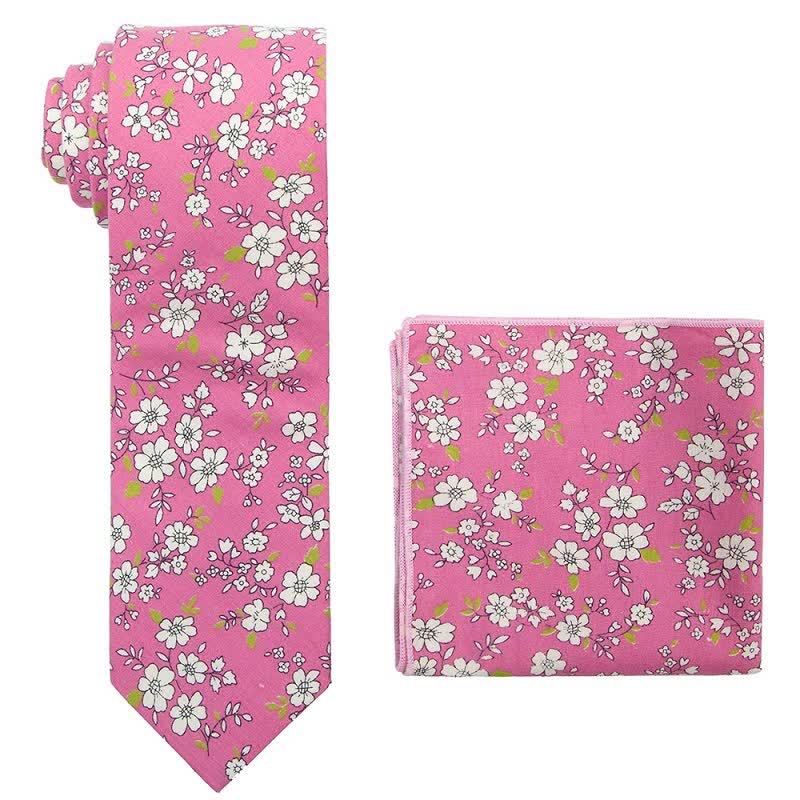 Set di 2 cravatte floreali da uomo con motivo a margherita e rosa