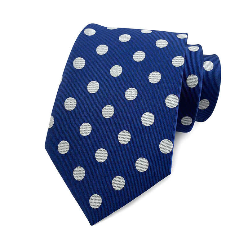 Cravatta a pois da uomo - Punti medi - Blu marino e bianco - image 18