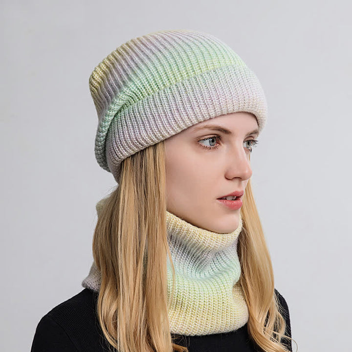 Set di 2 cappelli e sciarpe elastici con gradiente di colore