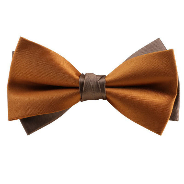 Papillon asimmetrico bicolore da uomo - Giallo e marrone scuro - image 12
