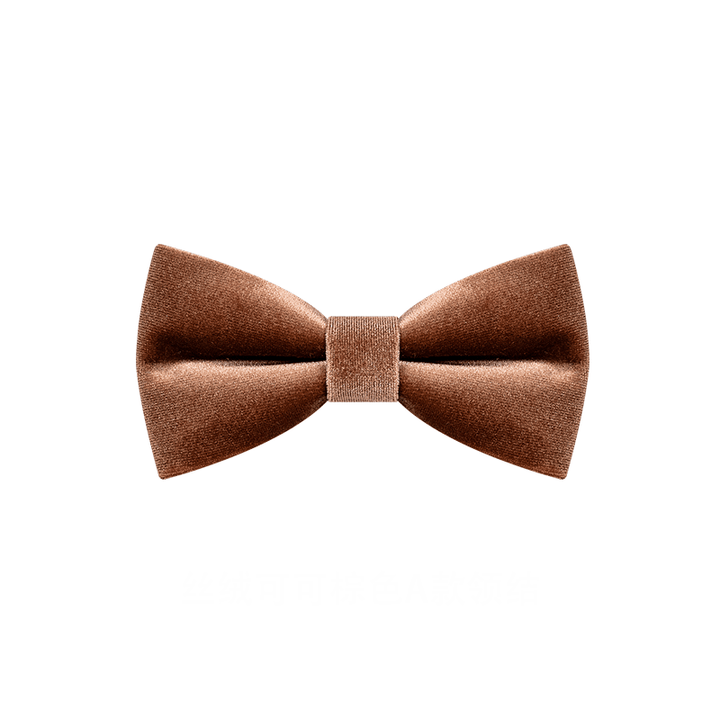 Papillon in velluto color caramello da uomo - image 6