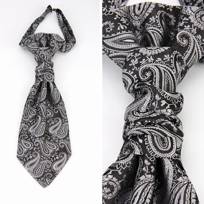 Cravatta pre-annodata con gilet da uomo in stile Paisley - Grigio scuro - image 1