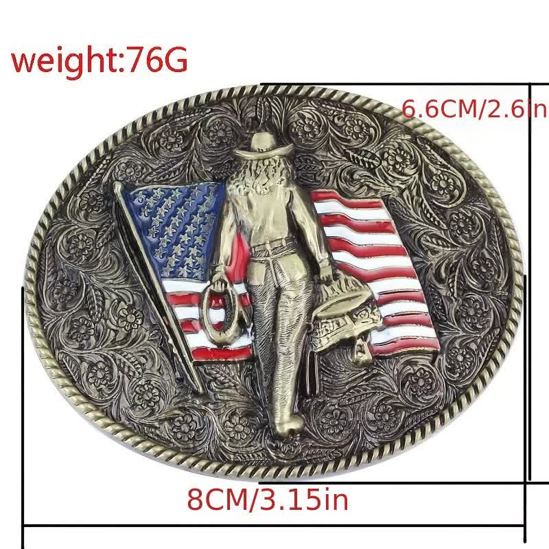 Cintura in pelle con fibbia della bandiera americana da cowboy fai da te da uomo