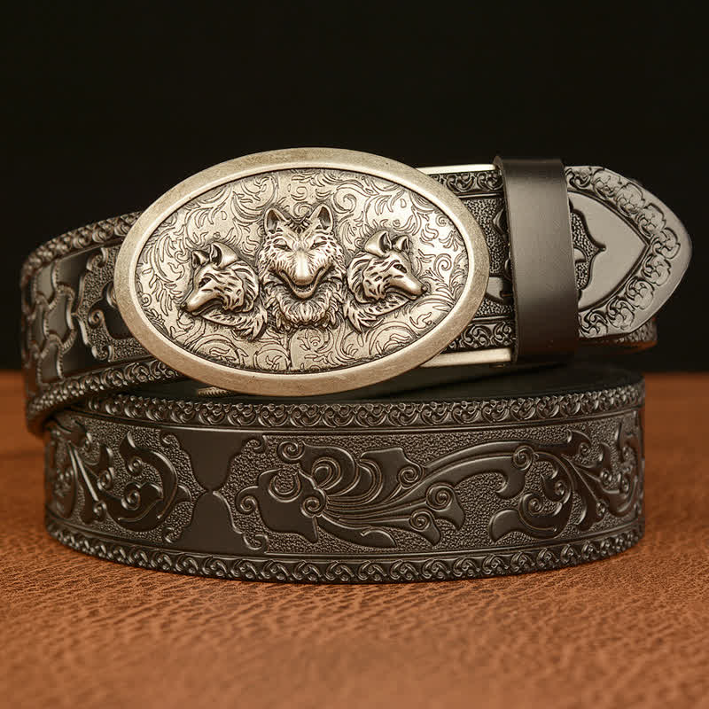 Cintura in pelle da uomo Legend Of Hungry Wolves - Argento e nero - 46 - image 16