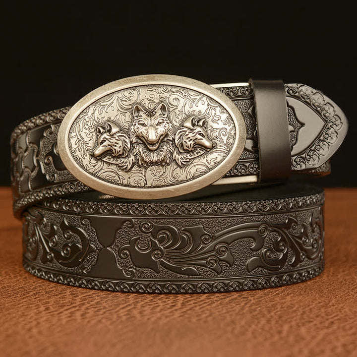 Cintura in pelle da uomo Legend Of Hungry Wolves - Argento e nero - 46 - image 16