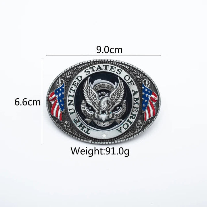 Cintura in pelle di lusso da uomo con bandiera americana e aquila
