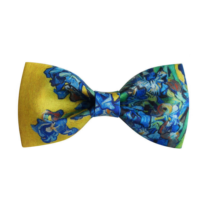 Papillon da uomo con stampa a olio creativo e motivo iris giallo