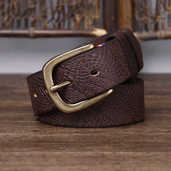 Cintura da uomo in pelle di serpente con grana Serpentine