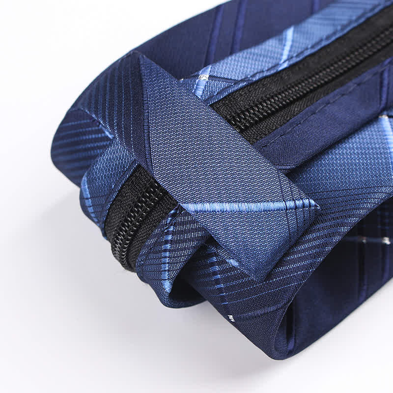 Cravatta da uomo con cerniera blu navy sfumata a quadri