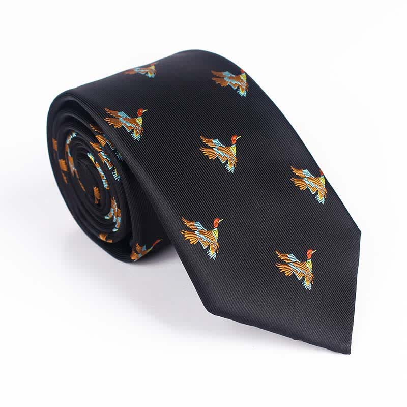 Cravatta ricamata con uccello volante da uomo - Oca - Nero - image 8