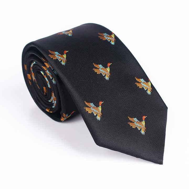 Cravatta ricamata con uccello volante da uomo - Oca - Nero - image 8