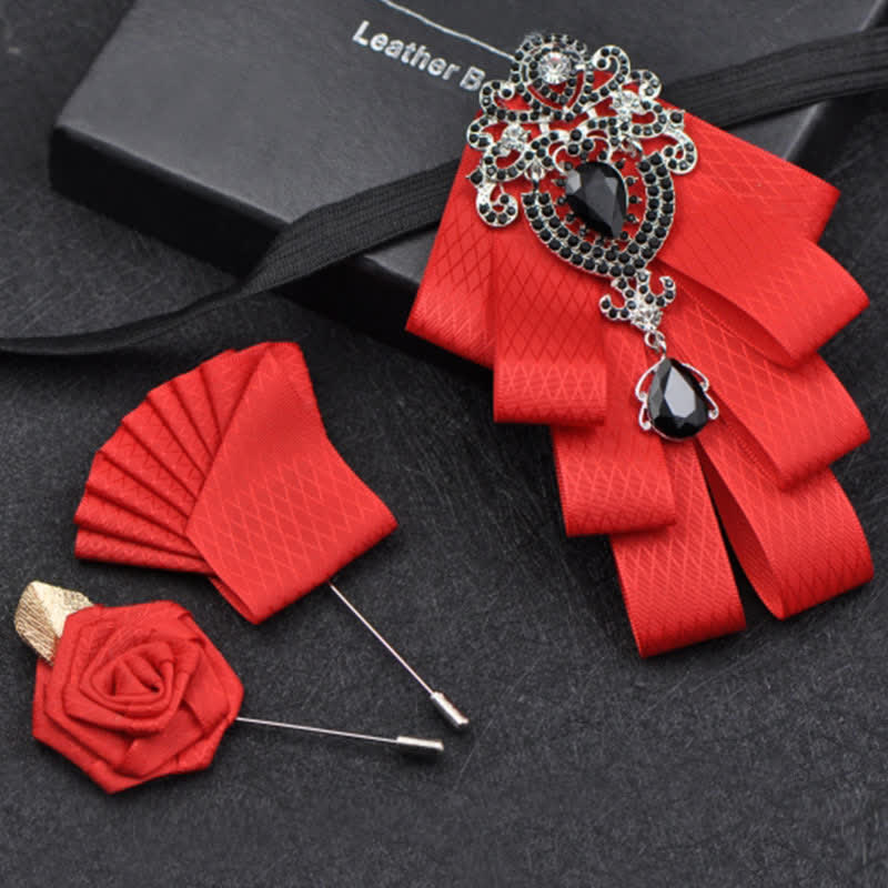 Set di 3 papillon con strass neri a quadri - Reticolo rosso - image 5