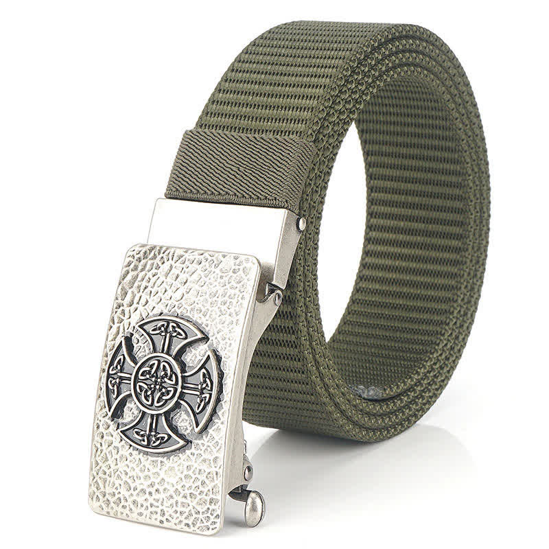 Cintura in nylon per il tempo libero in stile retrò da uomo - Verde militare / Argento - 48" - image 17