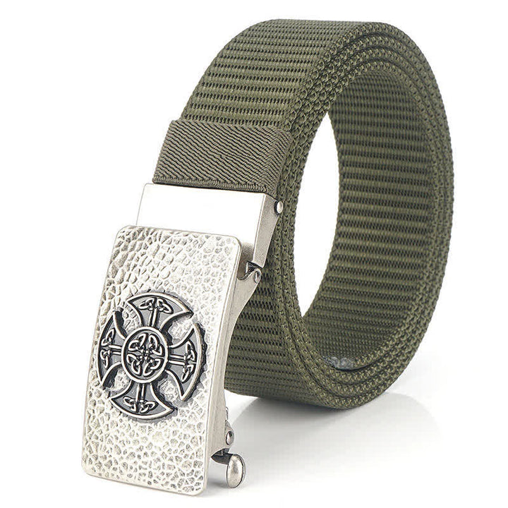 Cintura in nylon per il tempo libero in stile retrò da uomo - Verde militare / Argento - 48" - image 17
