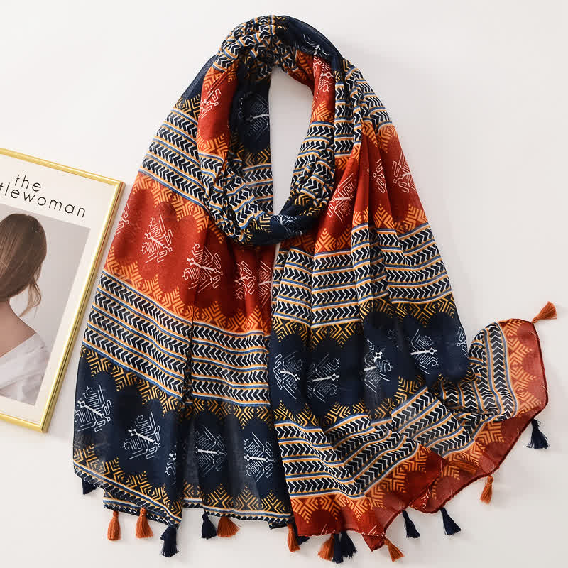 Sciarpa sottile con nappe floreali a farfalla da donna