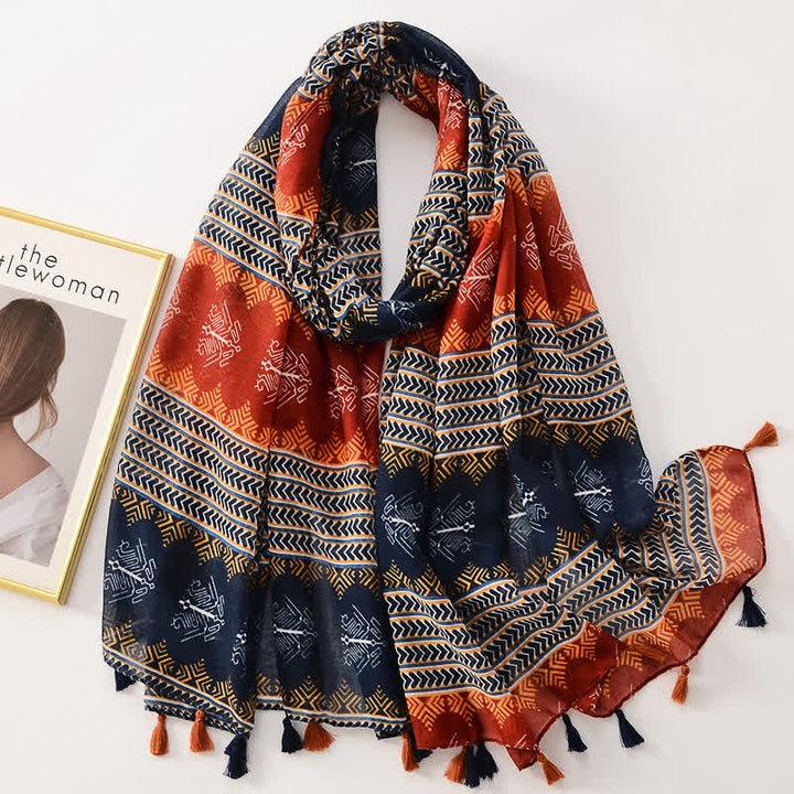 Sciarpa sottile con nappe floreali a farfalla da donna