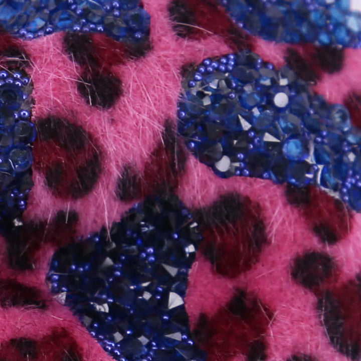 Papillon da uomo con cristalli blu e gialli leopardati