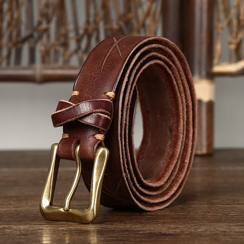 Cintura in pelle vintage da uomo con intaglio crack