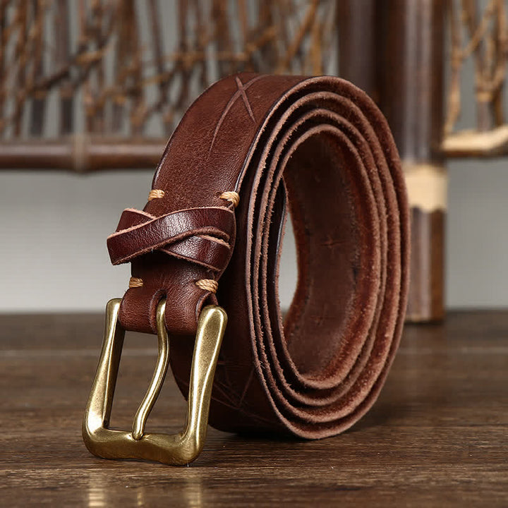 Cintura in pelle vintage da uomo con intaglio crack
