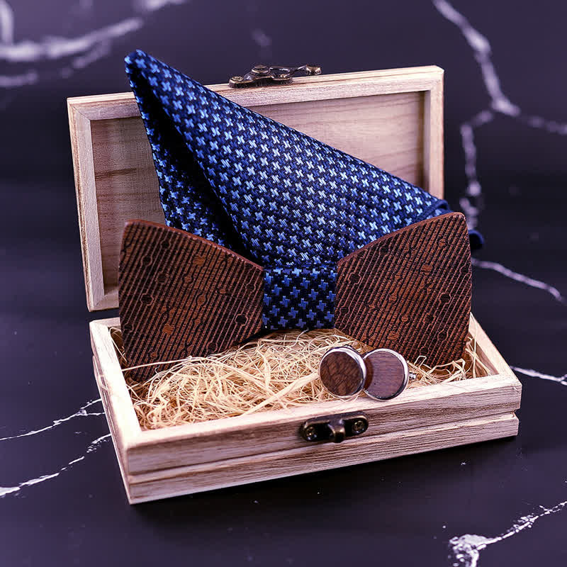 Set di 3 papillon in legno a forma di foglie cave da uomo - image 2